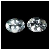 Pair 2pcs Oval Cut Natural Blue Green Aquamarine V