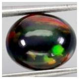 Oval Natural AAA Floral Flash Play Of Color Black