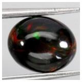 Oval Natural AAA Floral Flash Play Of Color Black