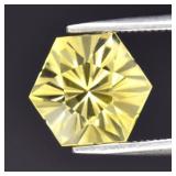 2.35ct 8x8mm VVS Hexagon Natural Yellow Citrine -