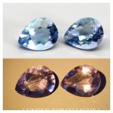 Pear Cut Natural Color Change Fluorite China Pair