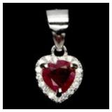925 Sterling Silver Pendant Heart Ruby 5mm Natural