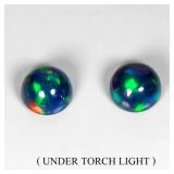 Pair 2pcs Round Natural AAA Floral Flash Play Of C