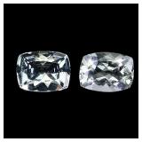 Pair 2pcs Antique Cut Natural Blue Green Aquamarin
