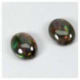 Pair 2p Oval Natural AAA Floral Flash Play Of Colo