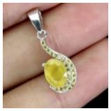925 Sterling Silver Pendant Oval Yellow Sapphire 7