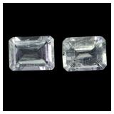 Pair 2pcs Emerald Cut Natural Blue Green Aquamarin
