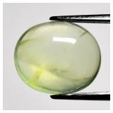 3.77ct 11.8x10mm Oval Cabochon Natural Green Prehn
