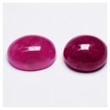 Pair 2p/6.99ct t.w Oval Cabochon Purplish Red Ruby