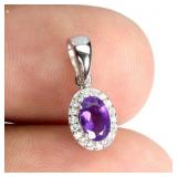 925 Sterling Silver Pendant Oval Mozambique Garnet