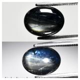 2.07ct Oval Natural Black Deep Blue 6 Ray Star Sap