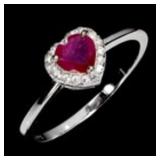925 Sterling Silver Ring Heart Ruby 5mm Natural Ge