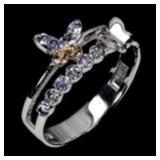 925 Sterling Silver Ring Round Tanzanite Sapphire