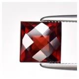 1.93ct 6.5mm VS Square Natural Reddish Orange Garn