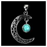925 Sterling Silver Pendant Round Turquoise 6mm Ha
