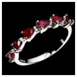 925 Sterling Silver Ring Pear Ruby 4x3mm Natural G
