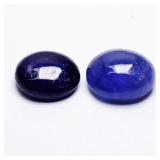 Pair 2pcs/7.27ct t.w Oval Cabochon Blue Sapphire -