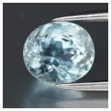0.98ct 6.5x5.7mm Oval Natural Blue Aquamarine - Un