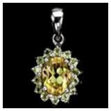 925 Sterling Silver Pendant Oval Citrine 8x6mm Per