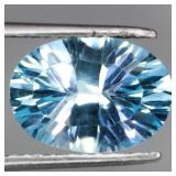 Oval Concave Cut Natural Top Swiss Blue Topaz 6.05