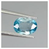 Oval Cut Natural Heated Top Seafoam Blue Zircon Ca