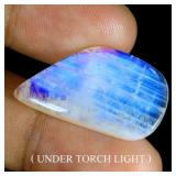 Fancy Natural White With Fire Blue Luster Moonston