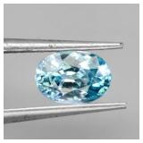 Oval Cut Natural Heated Top Seafoam Blue Zircon Ca