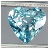 Heart Cut Natural Heated Seafoam Blue Zircon Cambo