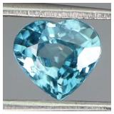Heart Cut Natural Heated Seafoam Blue Zircon Cambo