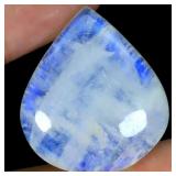 Heart Cab Natural White With Fire Blue Luster Moon