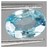 Oval Cut Natural Heated Top Seafoam Blue Zircon Ca
