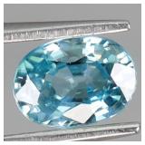 Oval Cut Natural Heated Seafoam Blue Zircon Cambod