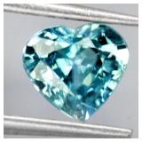Heart Cut Natural Heated Top Seafoam Blue Zircon C