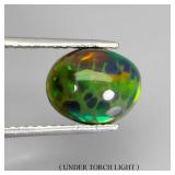 Oval Cab Natural Floral Flash Play Of Color Black