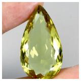 Pear Cut Natural Unheated Yellow Lemon Quartz Braz
