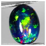 Oval Natural AAA Floral Flash Play Of Color Black