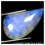 Fancy Cab Natural White With Fire Blue Luster Moon