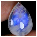 Pear Natural White With Fire Blue Luster Moonstone