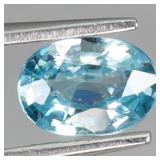 Oval Cut Natural Heated Seafoam Blue Zircon Cambod