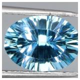 Oval Concave Cut Natural Swiss Blue Topaz 6.44ct 1