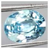 Oval Cut Natural Heated Seafoam Top Blue Zircon Ca
