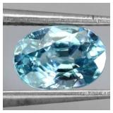 Oval Cut Natural Heated Top Seafoam Blue Zircon Ca