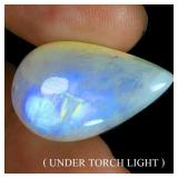 Pear Cab Natural White With Fire Blue Luster Moons