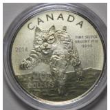Canada $20 for $20 series 2014 Bobcat - Gilded coi