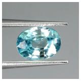 Oval Cut Natural Heated Top Seafoam Blue Zircon Ca