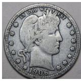 USA Barber Quarter 1906