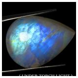 Pear Cab Natural White With Fire Blue Luster Moons