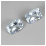 Pair 2pcs Antique Cut Natural Blue Green Aquamarin