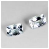 Pair 2pcs Antique Cut Natural Blue Green Aquamarin