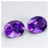 Pair 2pcs Oval Natural Top Rich Purple Amethyst Ur